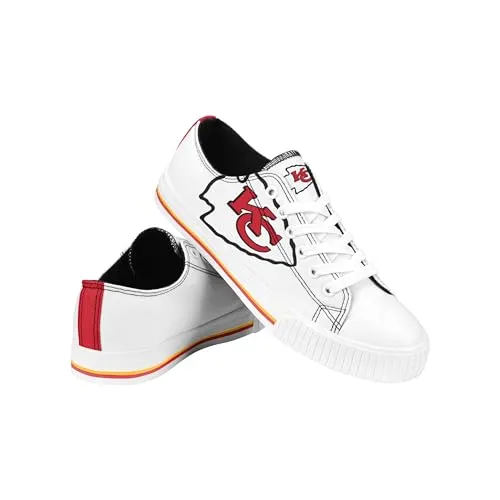 FOCO Kansas City Chiefs NFL Womens Big Logo Low Top White Canvas Shoes - 9/XL