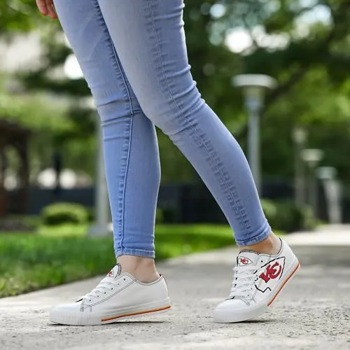 FOCO Kansas City Chiefs NFL Womens Big Logo Low Top White Canvas Shoes - 9/XL