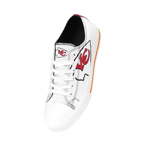 FOCO Kansas City Chiefs NFL Womens Big Logo Low Top White Canvas Shoes - 9/XL