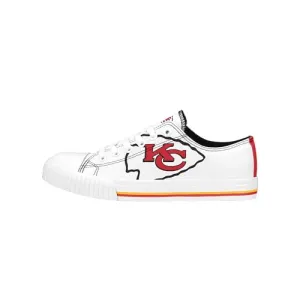 FOCO Kansas City Chiefs NFL Womens Big Logo Low Top White Canvas Shoes - 9/XL