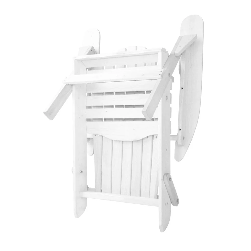 Gardeon 3 Piece Outdoor Adirondack Beach Chair and Table Set - White