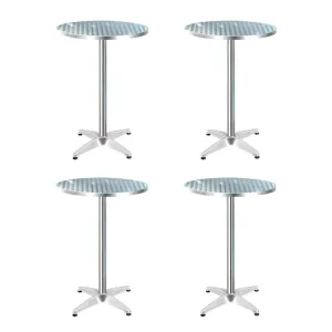 Gardeon 4pcs Outdoor Bar Table Furniture Adjustable Aluminium Cafe Table Round