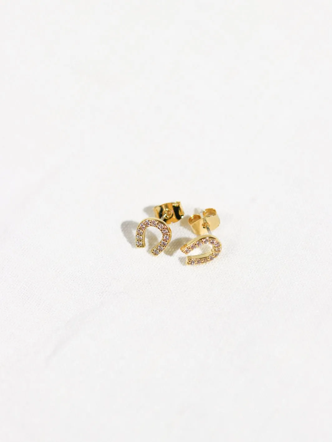 Gold Horseshoe Stud Earrings