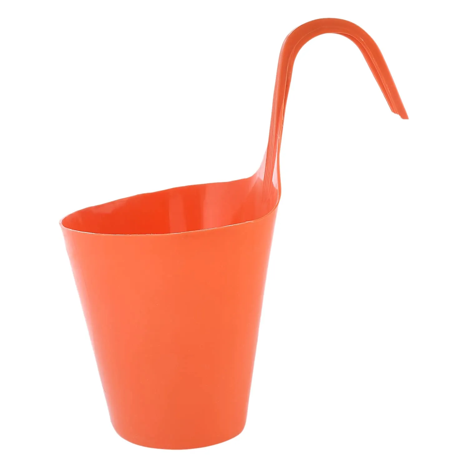 Heart Home Hanging Flower Pot|Single Hook Plant Container|Durable Plastic Glossy Finish Pots for Home|Balcony|Garden|9 Inch|Pack of 4 (Orange)