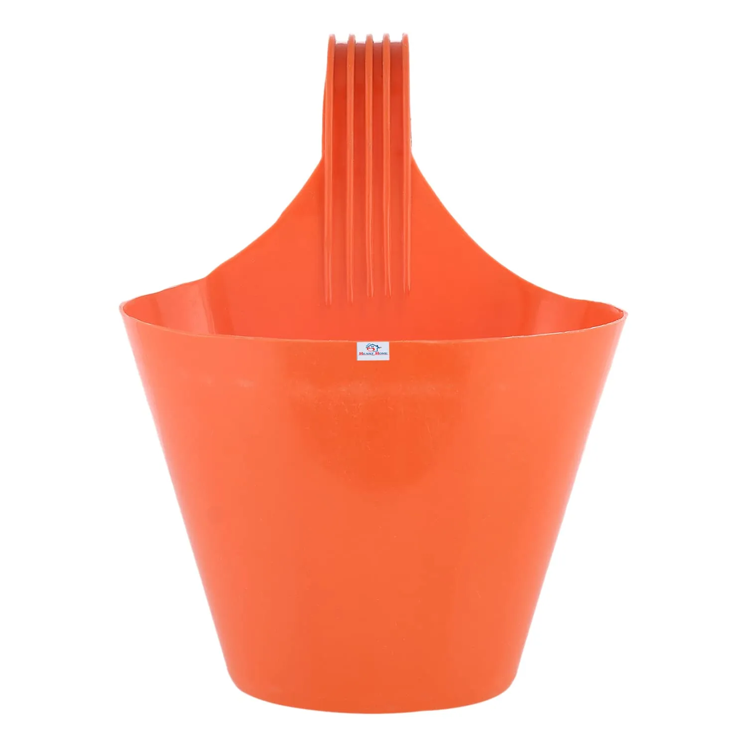 Heart Home Hanging Flower Pot|Single Hook Plant Container|Durable Plastic Glossy Finish Pots for Home|Balcony|Garden|9 Inch|Pack of 4 (Orange)