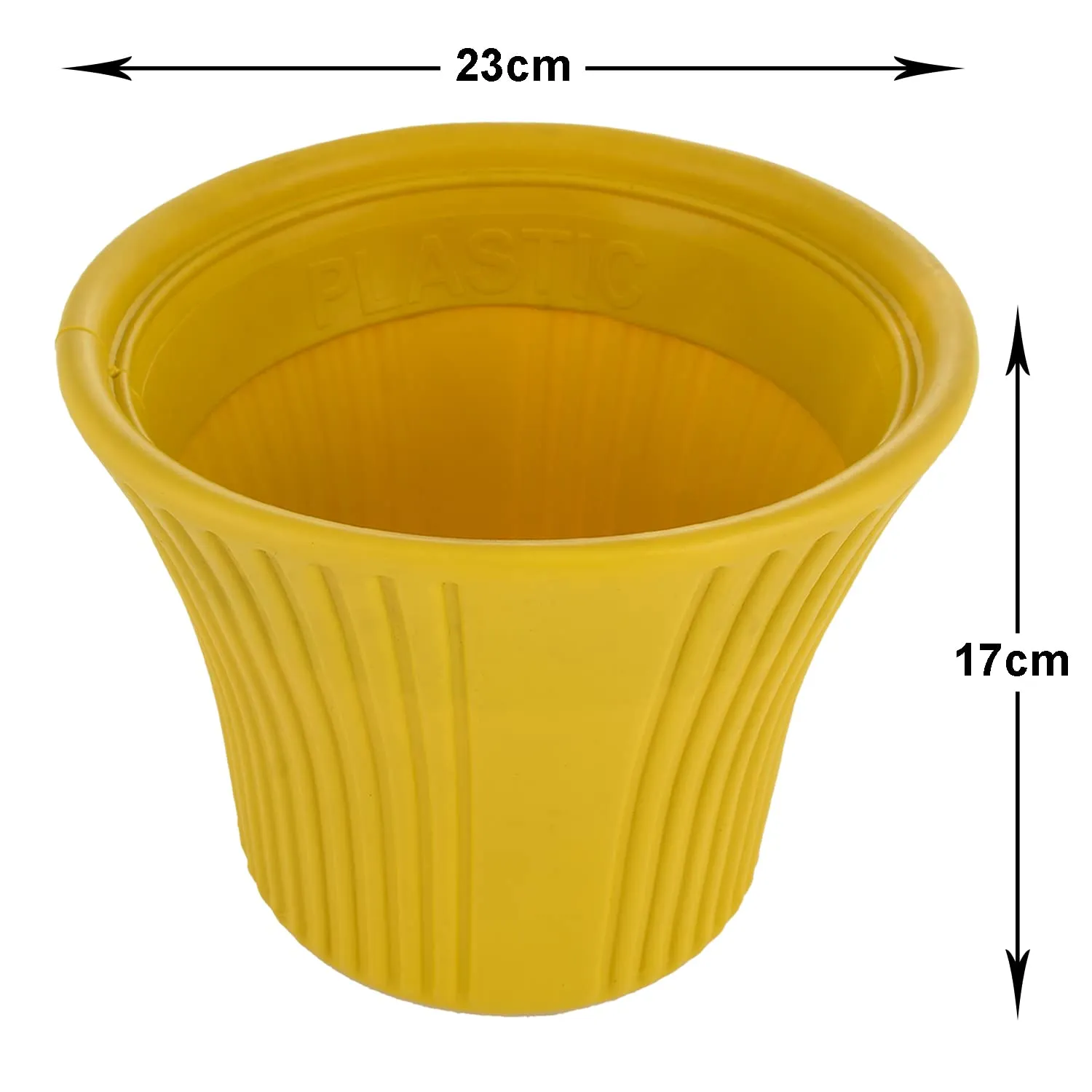 Heart Home Sunshine Flower Pot|Durable Plastic Flower Pots|Planters for Home Décor|Garden|Living Room|Balcony|8 Inch|Pack of 3 (Yellow)