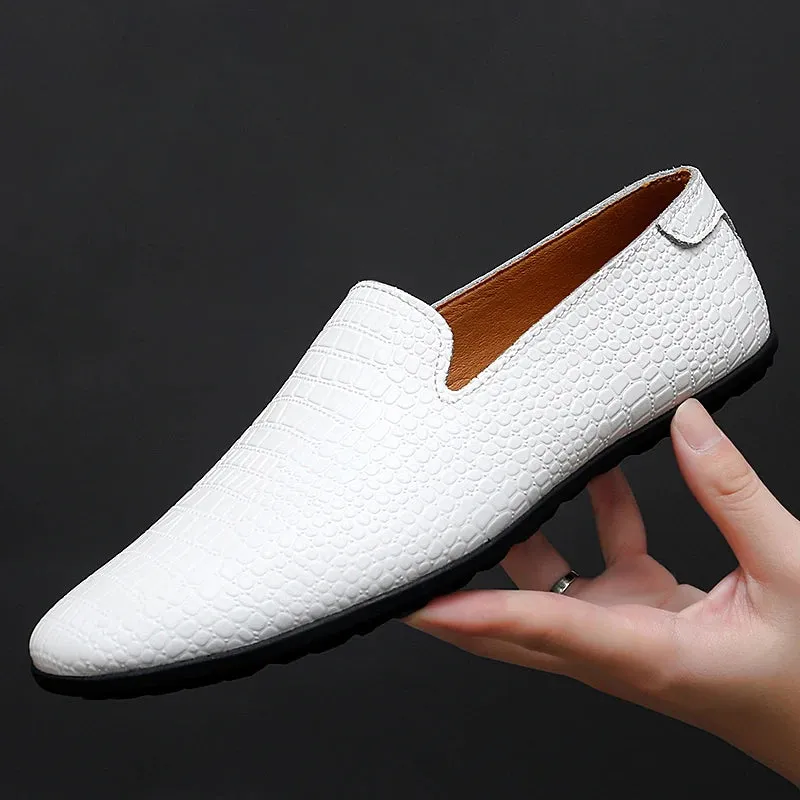 Hnzxzm Men Shoes Slip on England Breathable Men's Genuine Leather Loafers Comfortable Shoes For Men Lightweight Slip-on Men