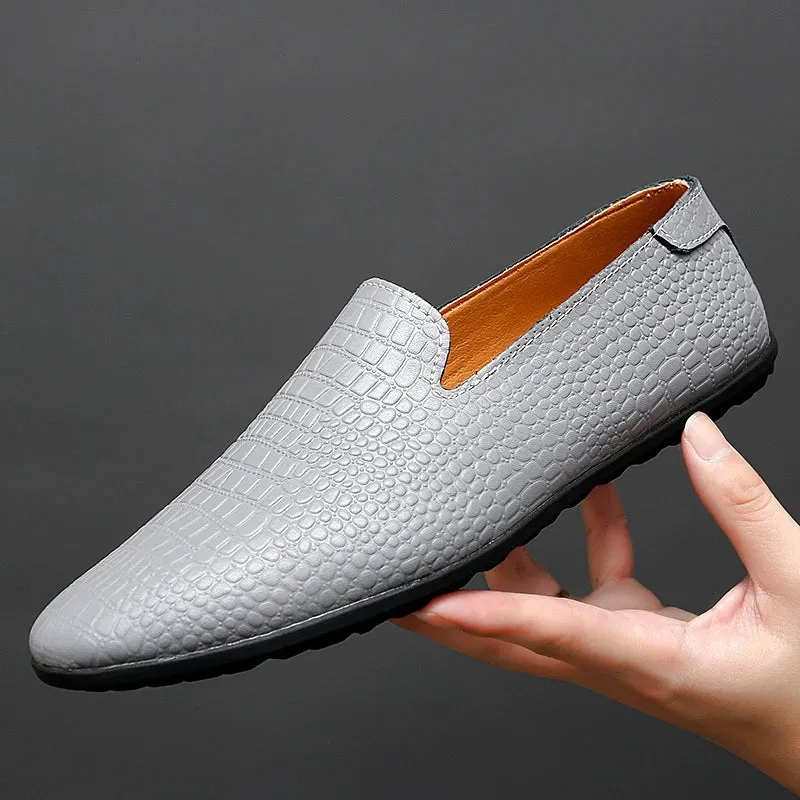 Hnzxzm Men Shoes Slip on England Breathable Men's Genuine Leather Loafers Comfortable Shoes For Men Lightweight Slip-on Men