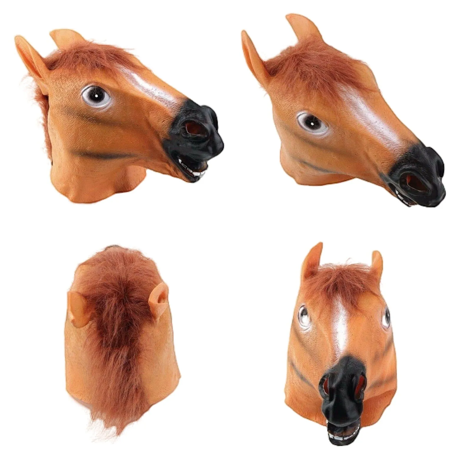 Horse Head Mask - Costume Fancy Dress Horses Dress Up Party Stable Pony Brown