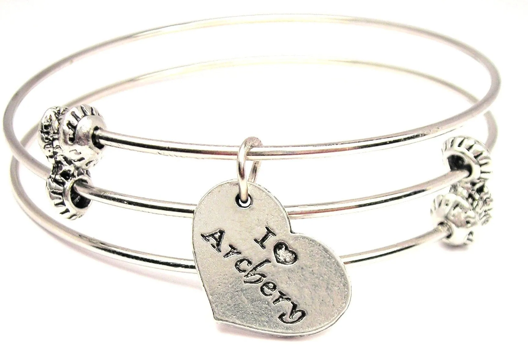 I Love Archery Triple Style Expandable Bangle Bracelet