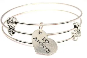 I Love Archery Triple Style Expandable Bangle Bracelet