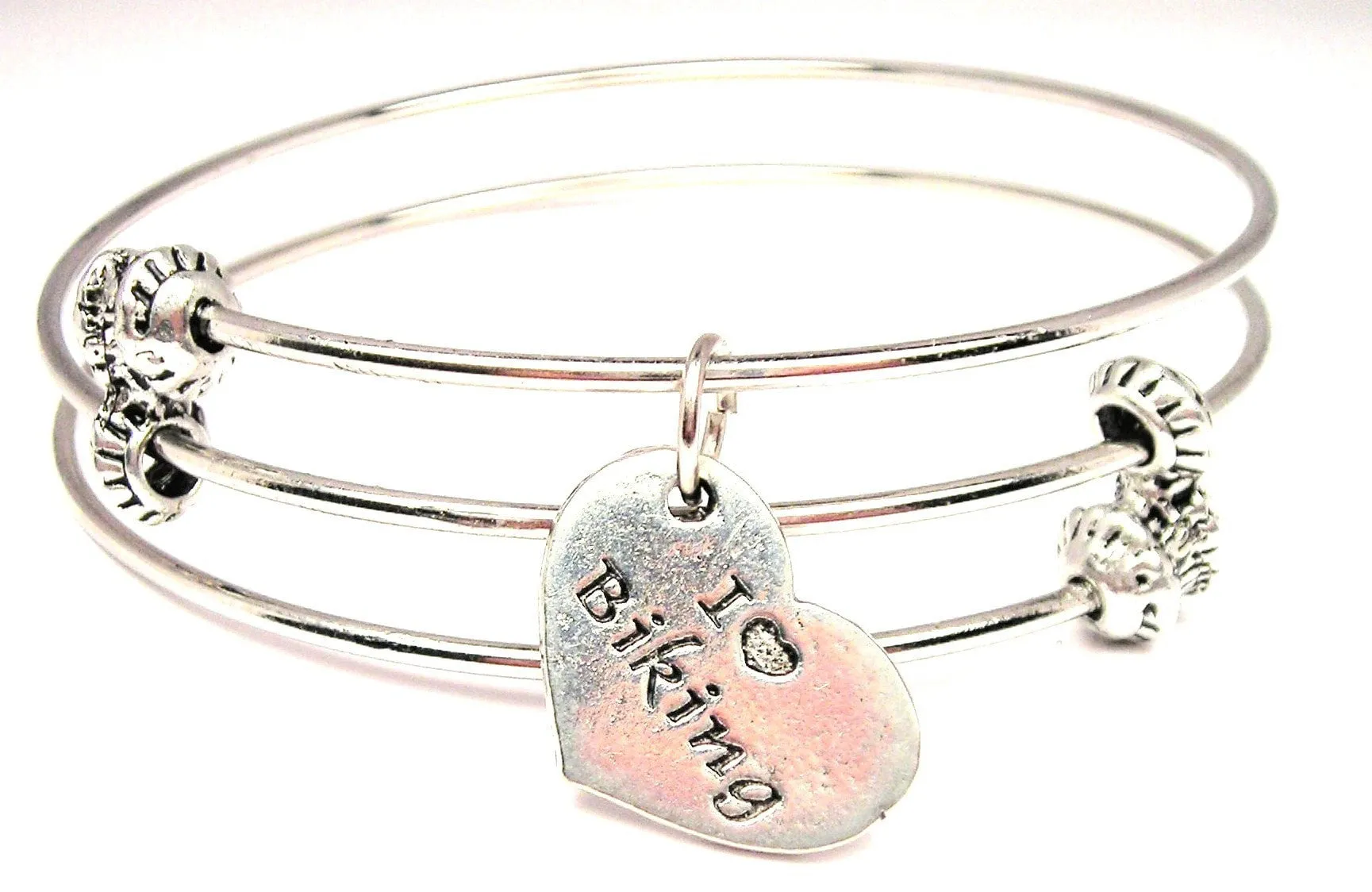 I Love Biking Triple Style Expandable Bangle Bracelet