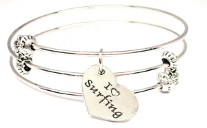 I Love Surfing Triple Style Expandable Bangle Bracelet