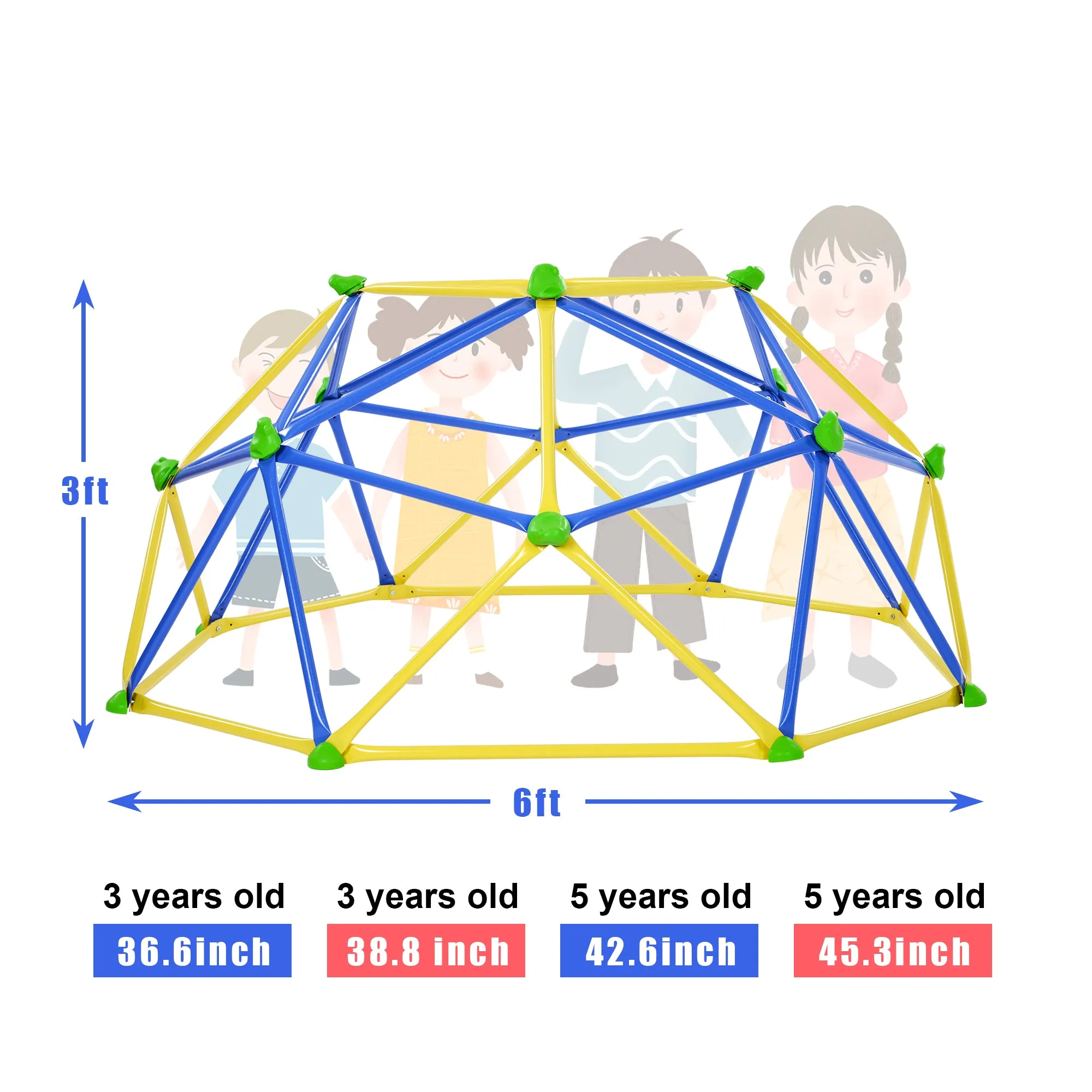 Kids Climbing Dome Jungle Gym - 6 ft Geometric Playground