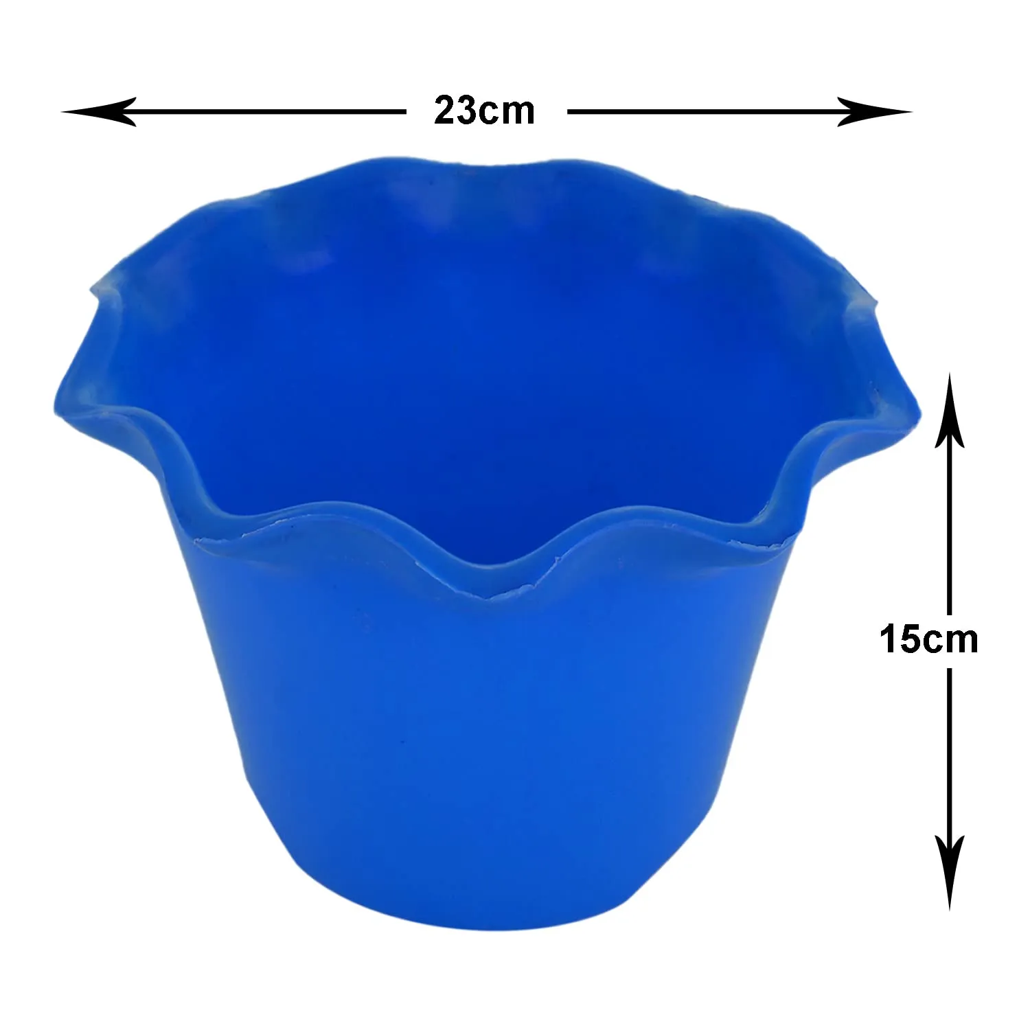 Kuber Industries Blossom Flower Pot|Durable Plastic Flower Pot|Gamla with Drain Holes for Home D cor|Balcony|Garden|8 Inch|Pack of 2 (Blue & Orange)