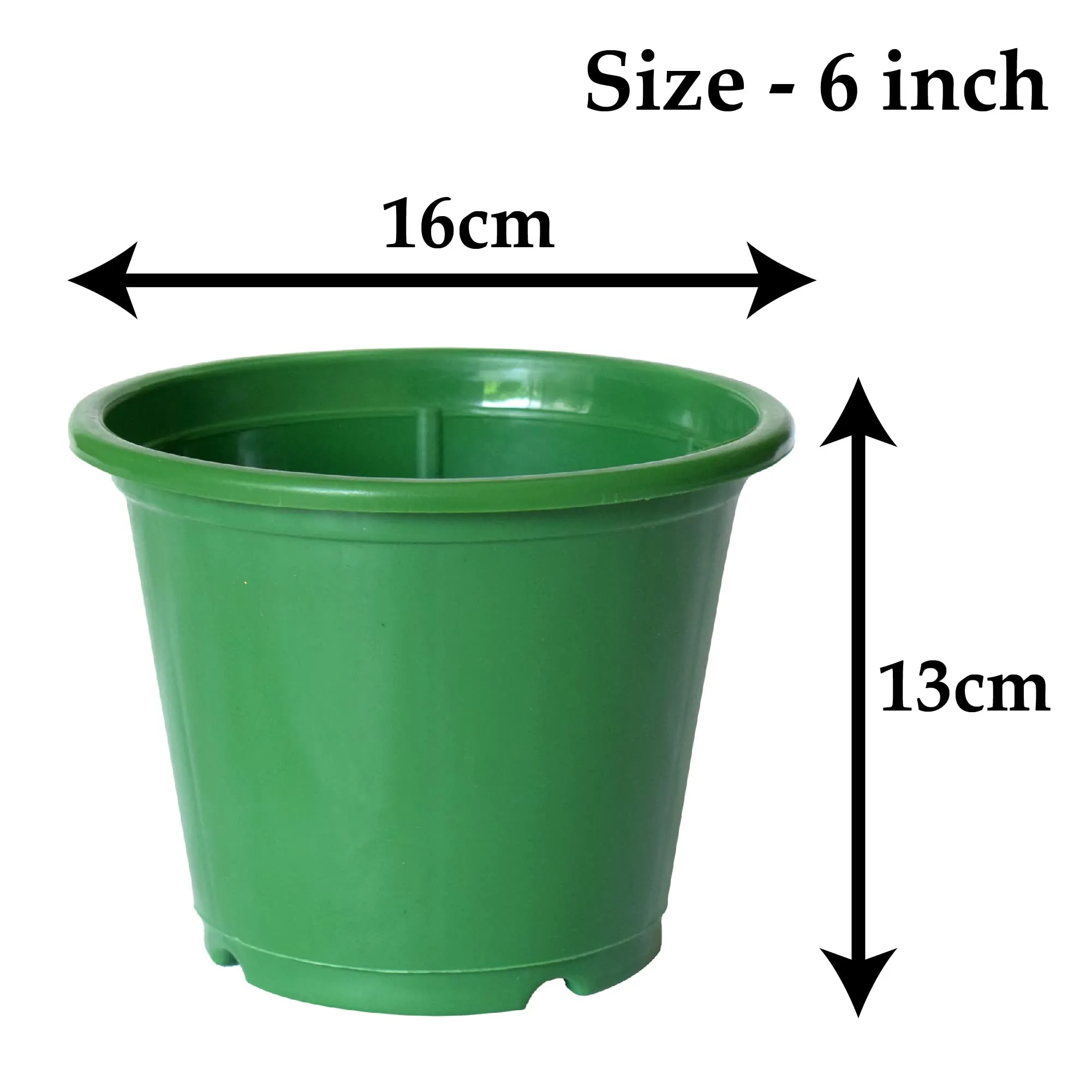 Kuber Industries Durable Plastic Flower Pot|Gamla with Drain Holes for Indoor Home Decor & Outdoor Balcony,Garden,6"x5",Pack of 3 (Green)