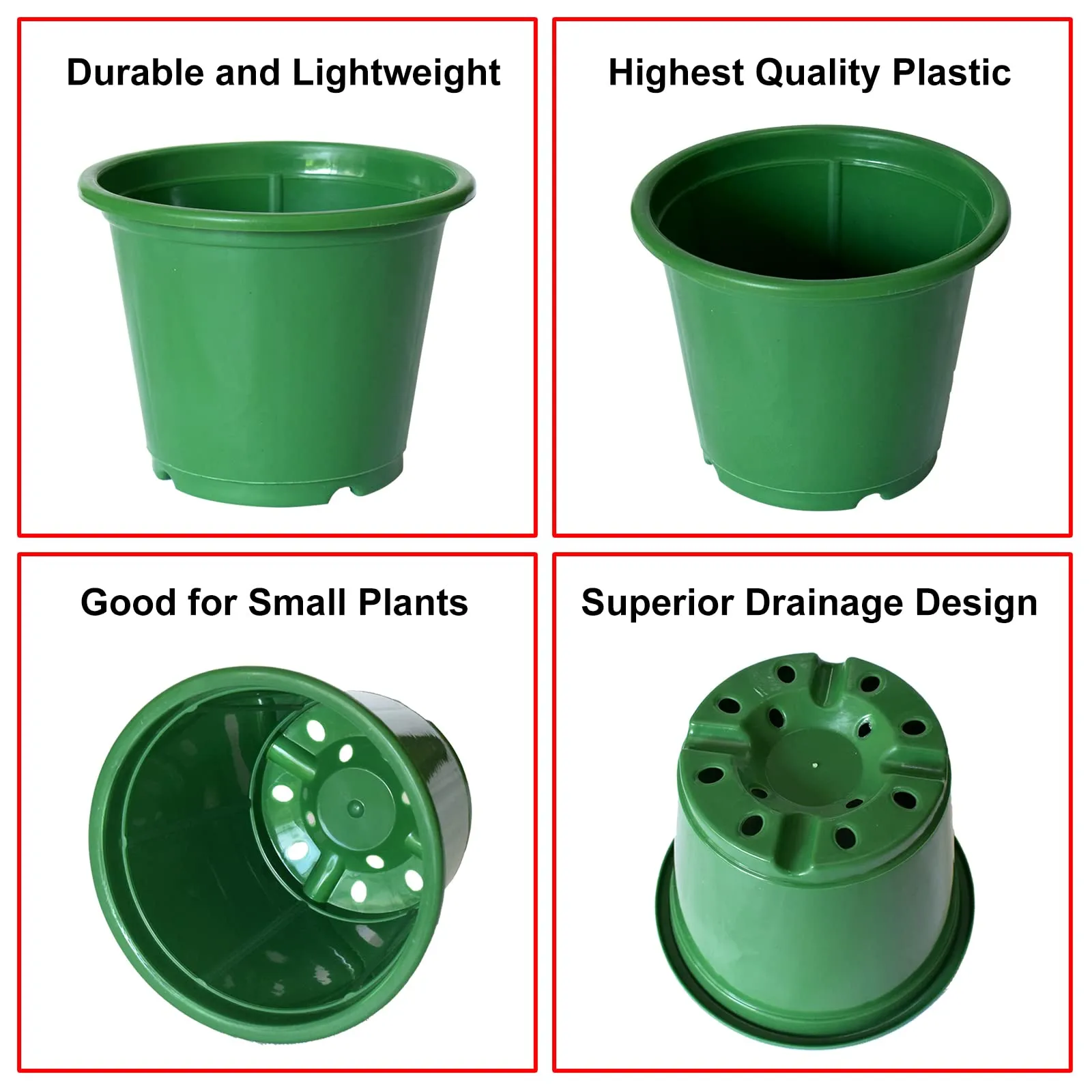 Kuber Industries Durable Plastic Flower Pot|Gamla with Drain Holes for Indoor Home Decor & Outdoor Balcony,Garden,6"x5",Pack of 3 (Green)