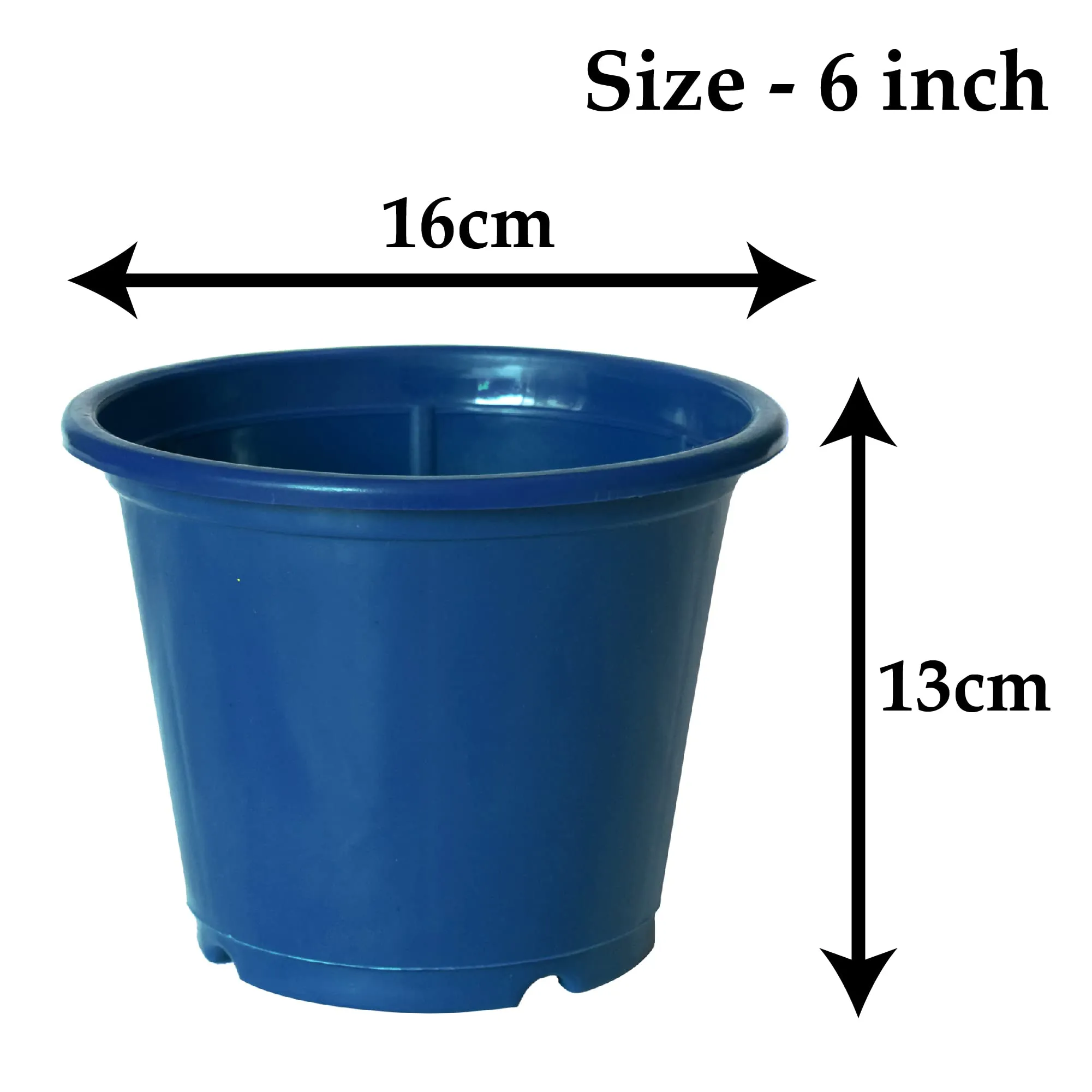 Kuber Industries Durable Plastic Flower Pot|Gamla with Drain Holes for Indoor Home Decor & Outdoor Balcony,Garden,6"x5",Pack of 8,(Blue)