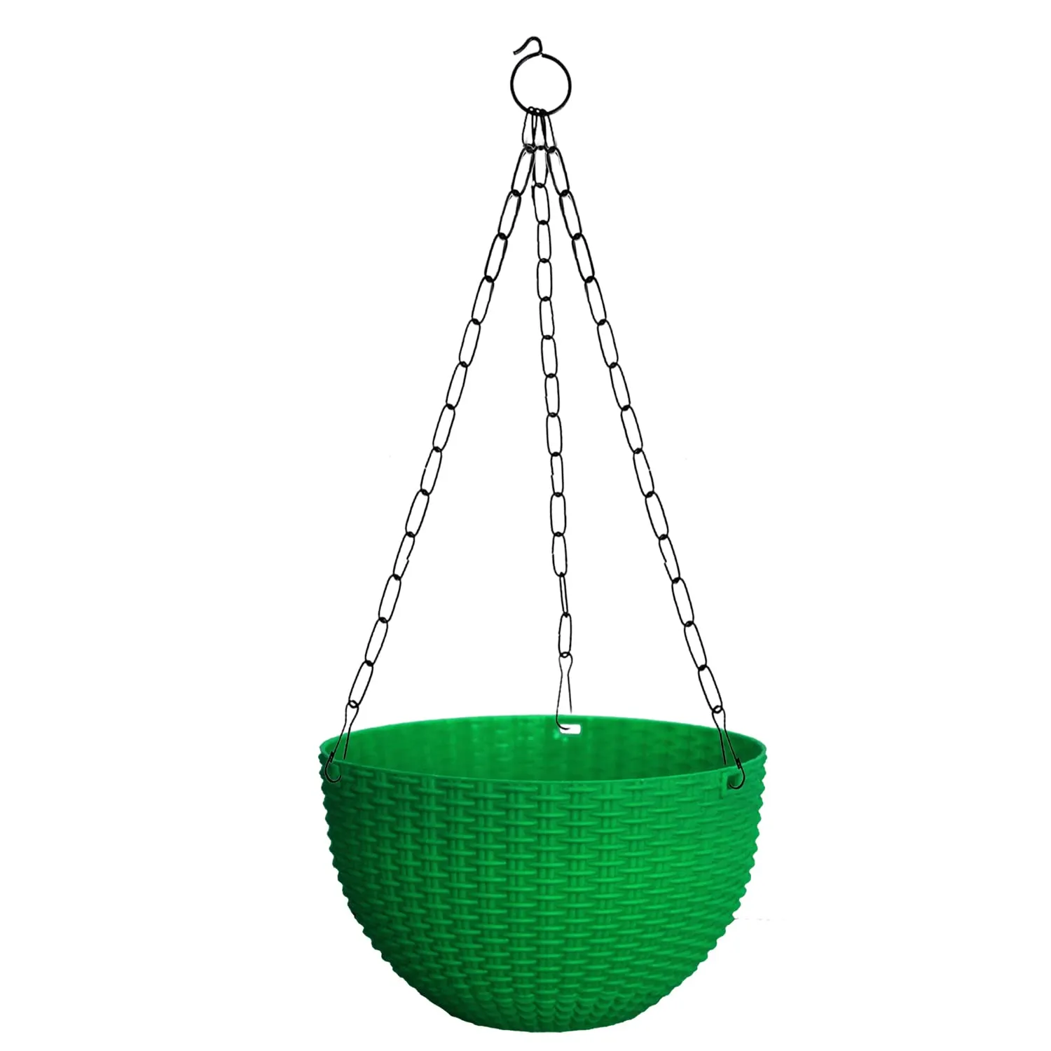 Kuber Industries Plastic Hanging Flower Pot for Balcony & Railing Set of 4 (Green)-20x20x59 cm