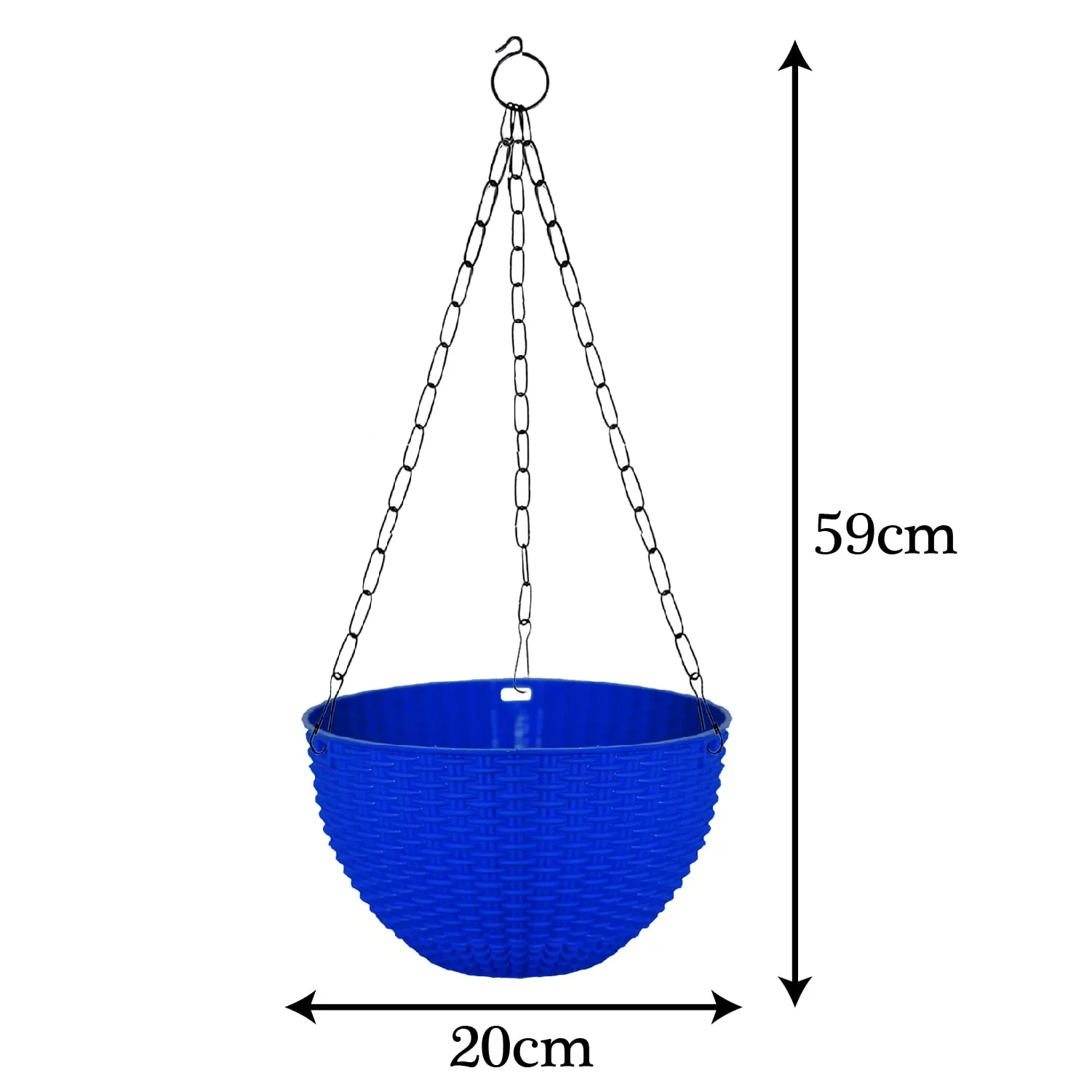 Kuber Industries Plastic Hanging Flower Pot for Balcony & Railing Set of 6 (Blue) 53KM3811