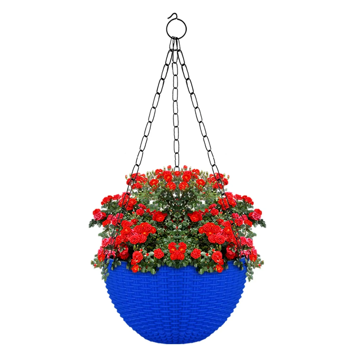 Kuber Industries Plastic Hanging Flower Pot for Balcony & Railing Set of 6 (Blue) 53KM3811