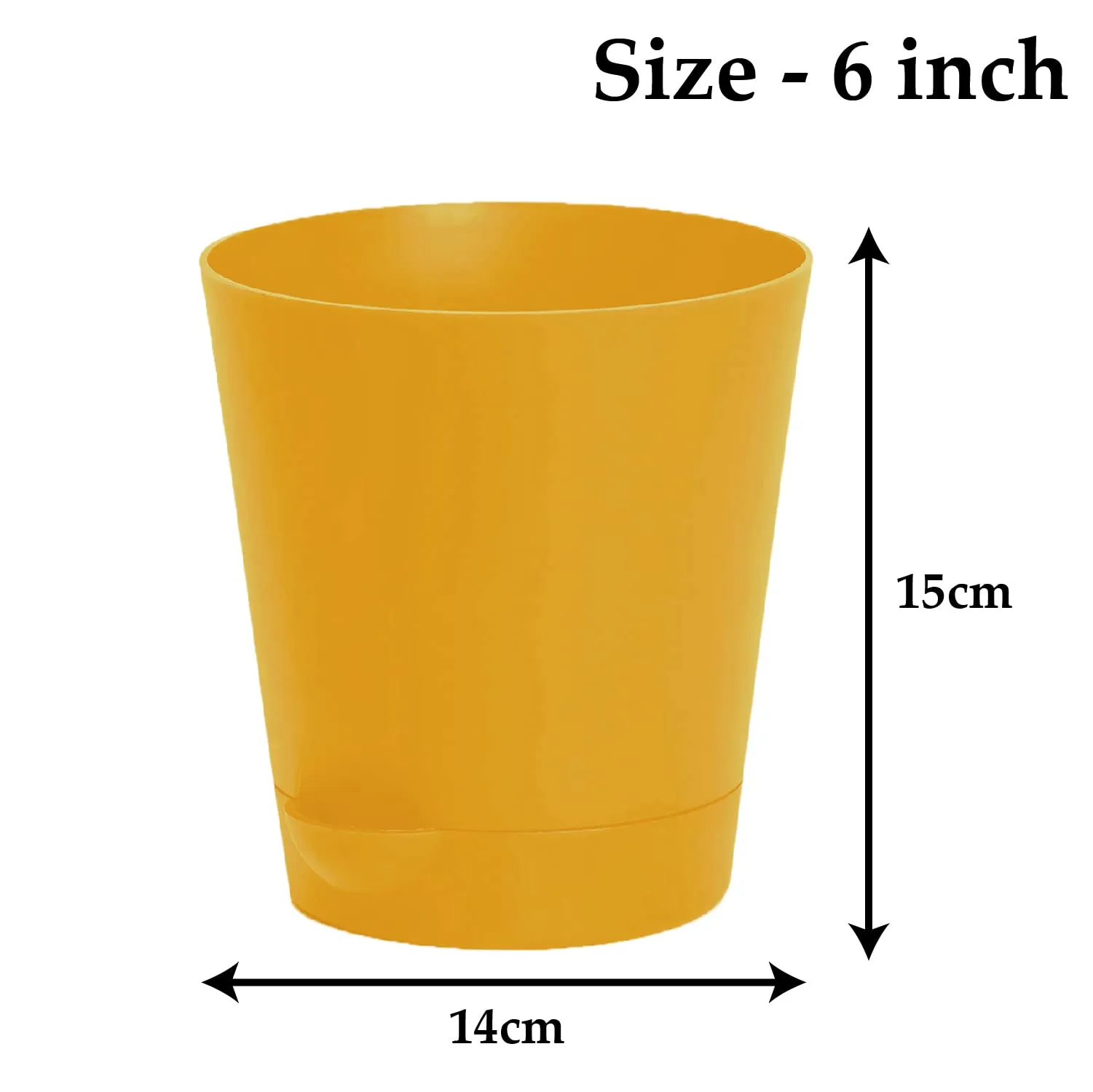 Kuber Industries Plastic Titan Pot|Garden Container for Plants & Flowers|Self-Watering Pot with Drainage Holes,6 Inch,Pack of 2 (Yellow)