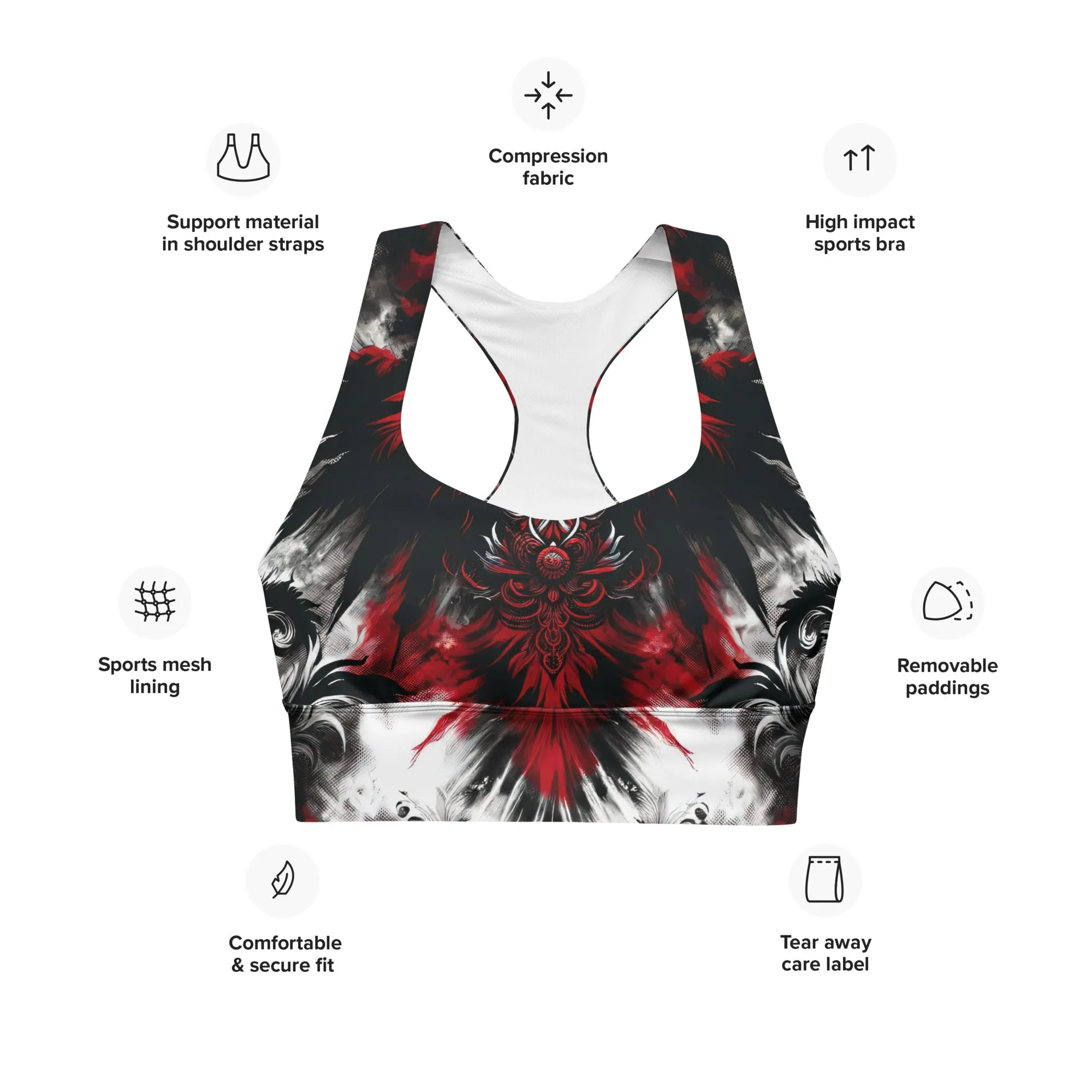 Longline Sports Bra Crimson Nocturn