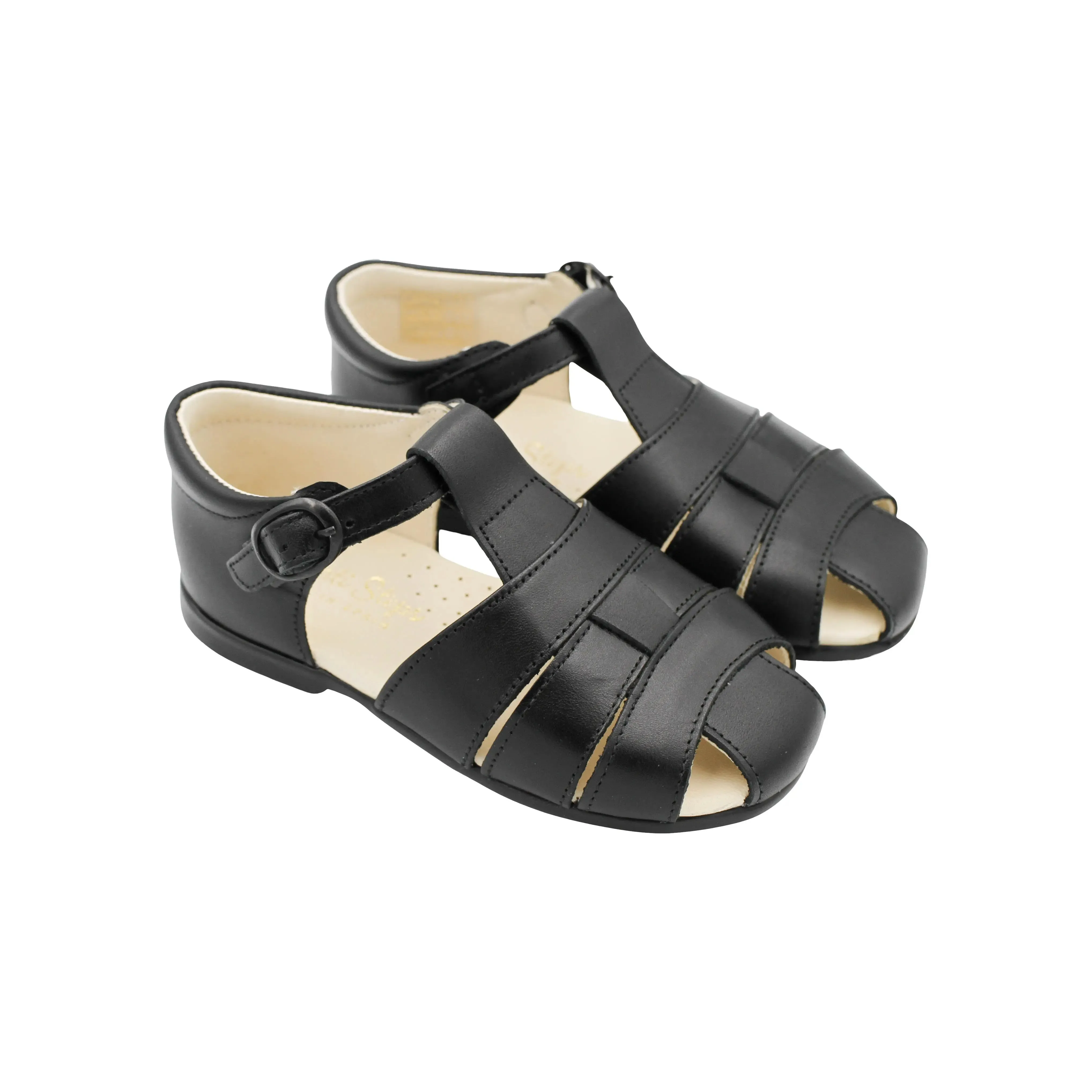 Luis- Black Leather Sandals