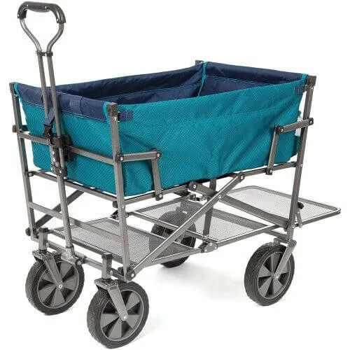 Mac Sports Heavy Duty Steel Double Decker Collapsible Yard Cart Wagon