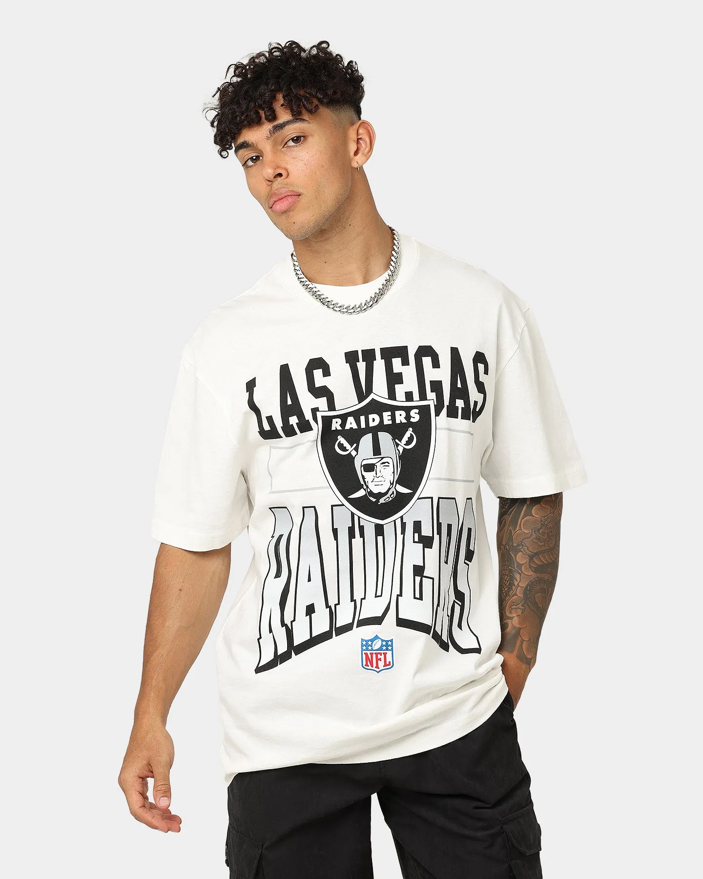 Majestic Athletic Las Vegas Raiders Vintage Sports Graphic T-Shirt Vintage White