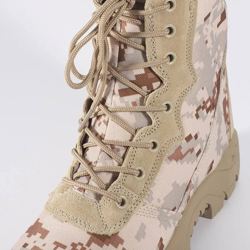 Men Military Tactical Boots High-Top Army Camouflage Combat Hiking Shoes with Side Zip | 101