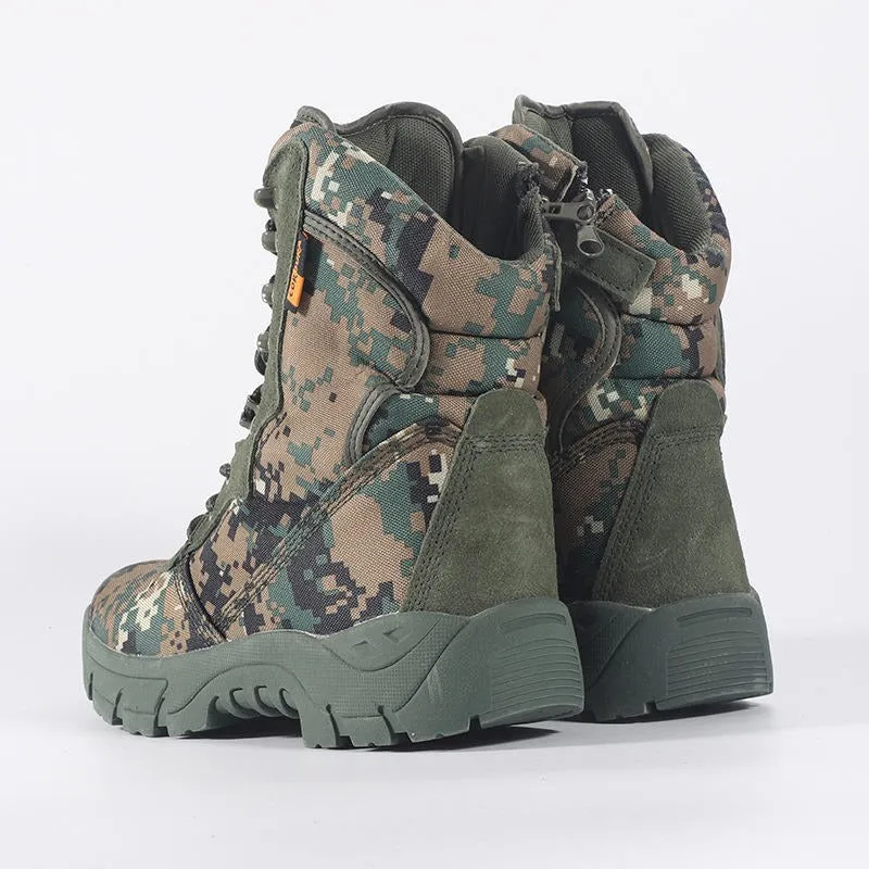 Men Military Tactical Boots High-Top Army Camouflage Combat Hiking Shoes with Side Zip | 101