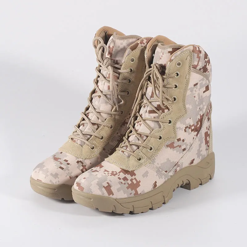 Men Military Tactical Boots High-Top Army Camouflage Combat Hiking Shoes with Side Zip | 101