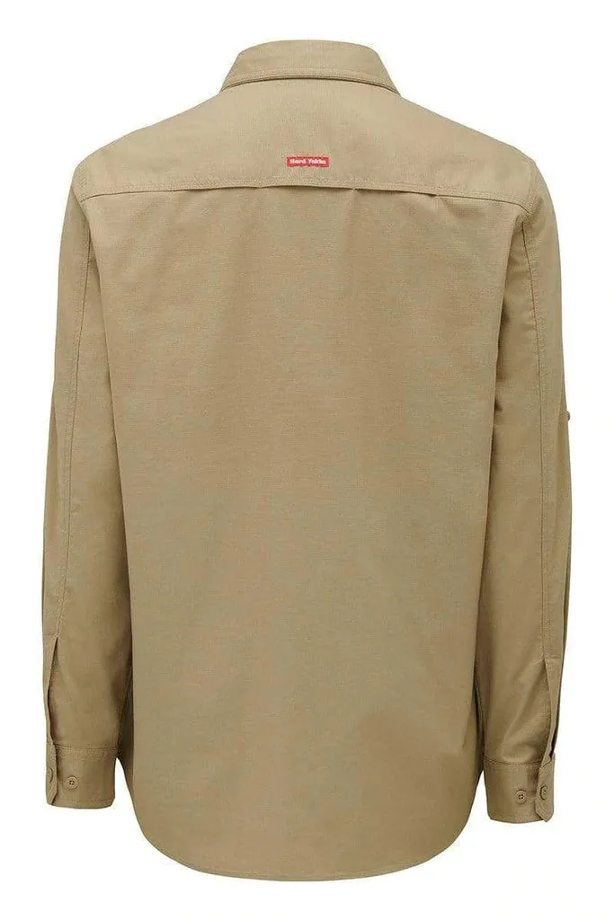 Mens Hard Yakka Flex Ripstop Long Sleeve Shirt Work Wear Khaki Y04305