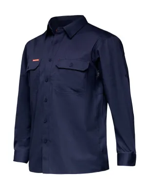 Mens Hard Yakka Long Sleeve Lightweight Drill Ventilated Shirt Navy