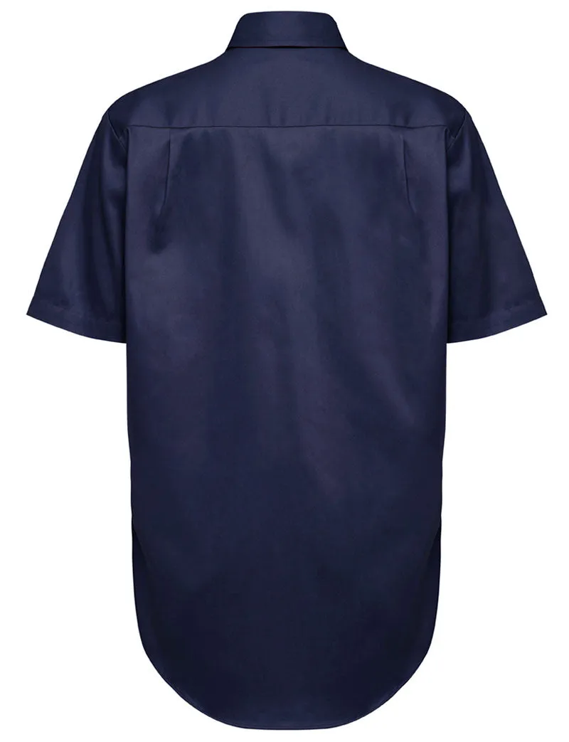 Mens Hard Yakka Short Sleeve Lightweight Drill Ventilated Shirt Navy