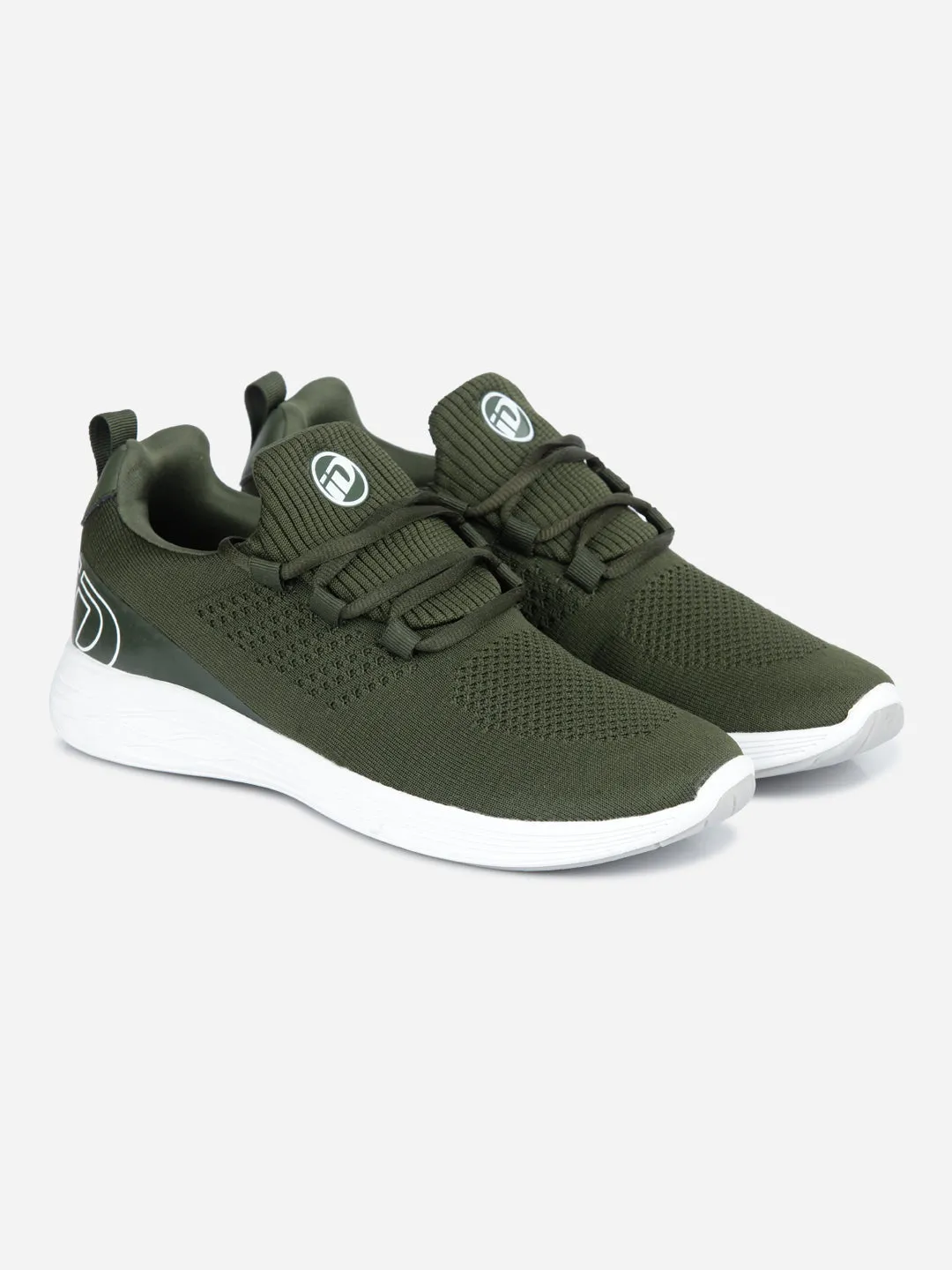 Men's Olive Knitted Lace Up Sneaker (ID7512)