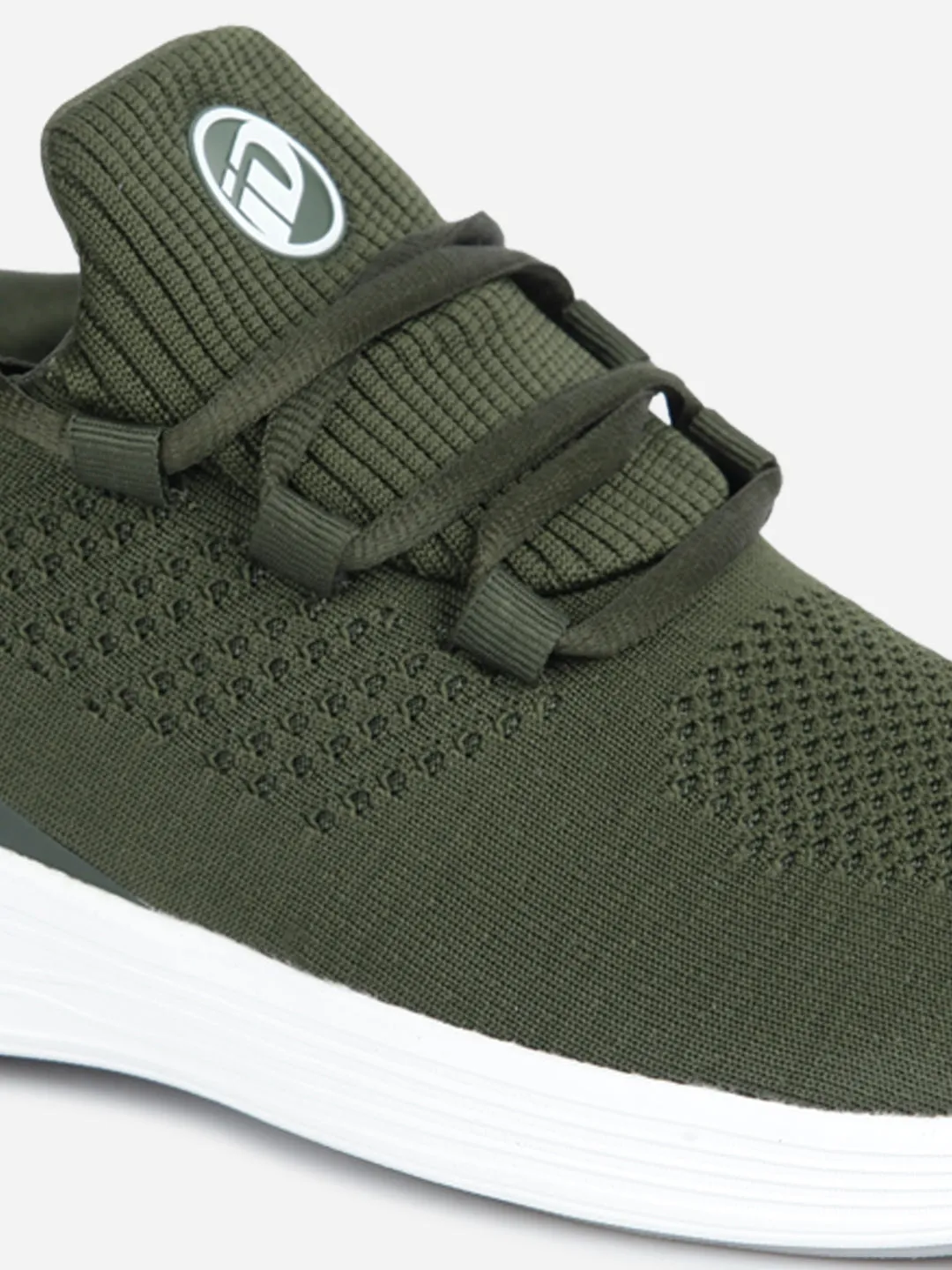 Men's Olive Knitted Lace Up Sneaker (ID7512)