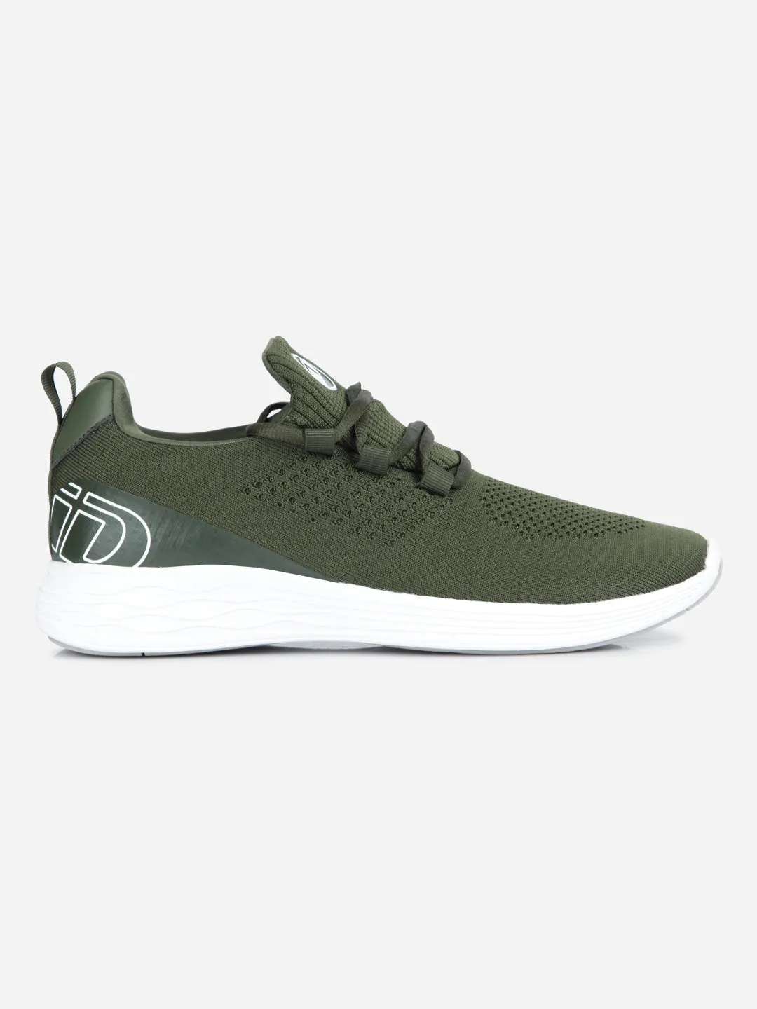 Men's Olive Knitted Lace Up Sneaker (ID7512)