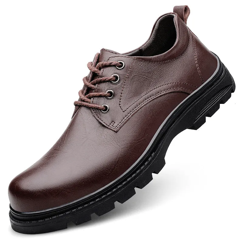 Men'sHead Layer Cowhide Fashion Casual Shoes Round Head Design Comfortable Breathable Business Formal Dress Shoes