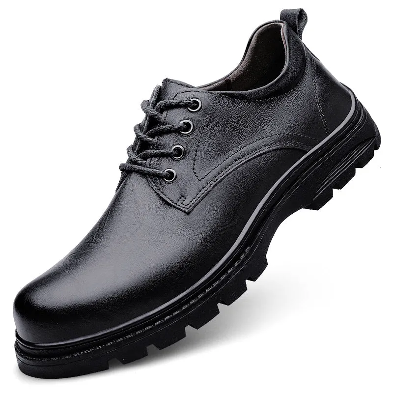 Men'sHead Layer Cowhide Fashion Casual Shoes Round Head Design Comfortable Breathable Business Formal Dress Shoes