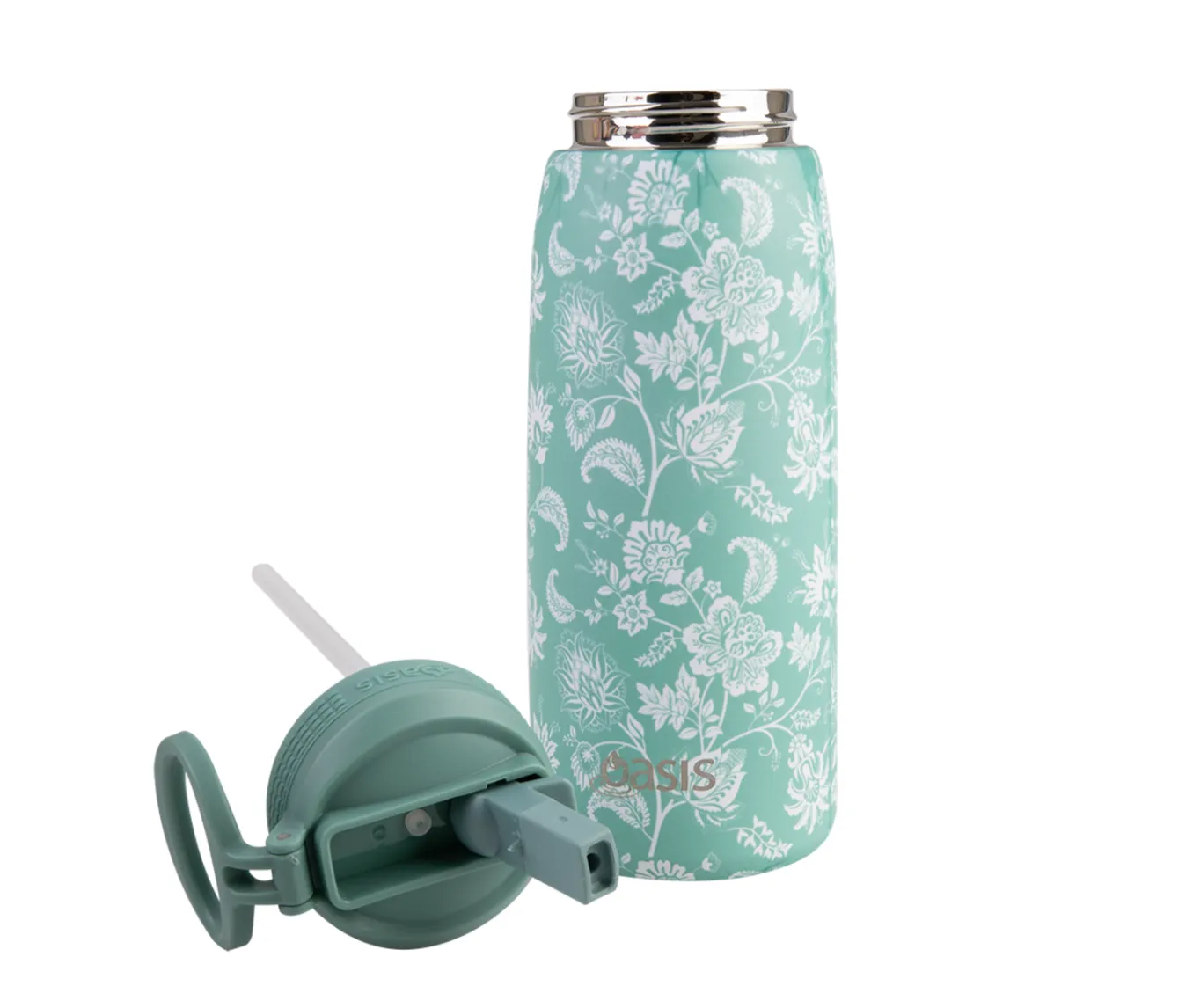 Oasis Insulated Sports Bottle with Sipper 780ml - Green Paisley