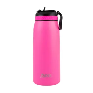 Oasis Insulated Sports Bottle with Sipper 780ml - Neon Pink