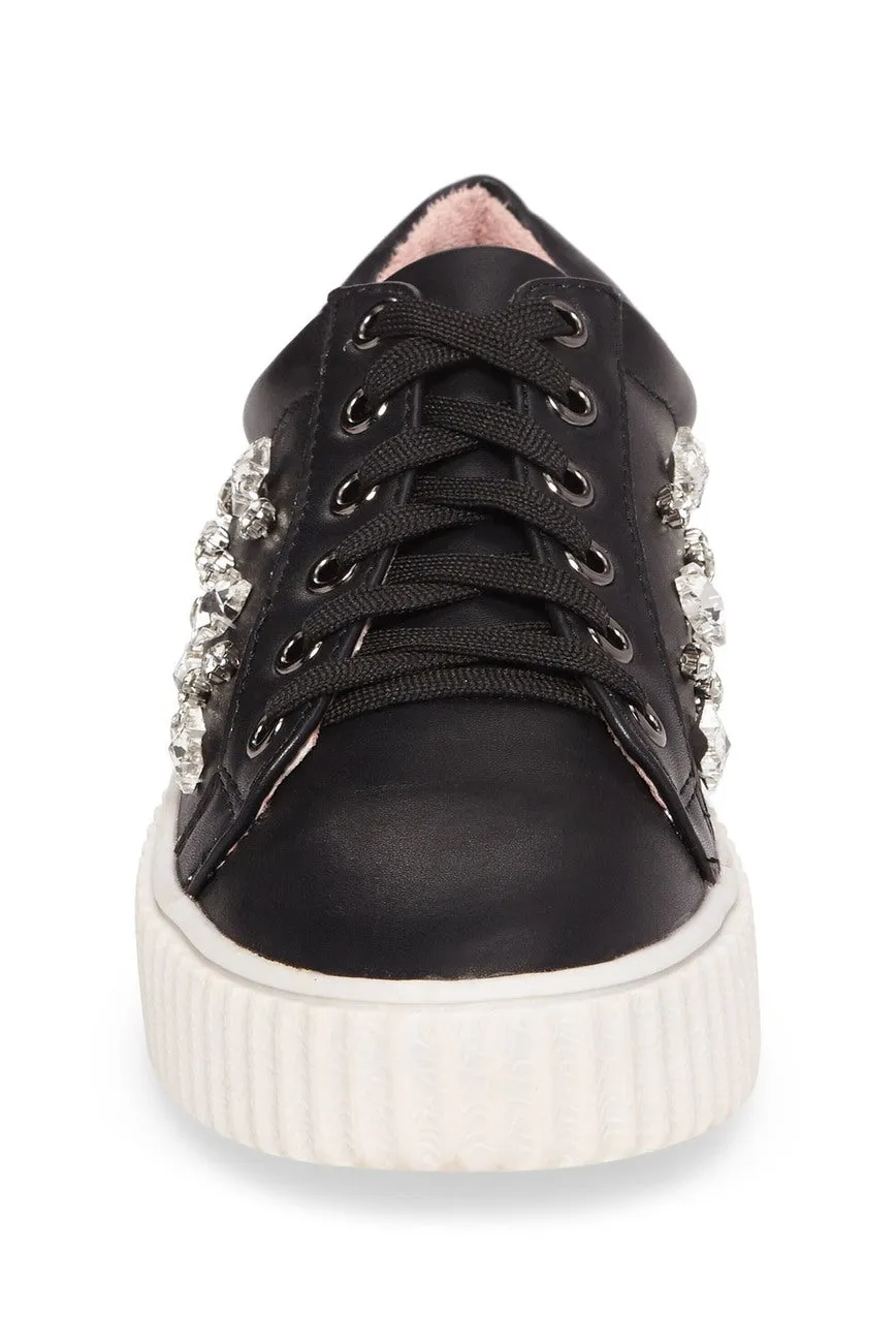 PAM TIE UP LACES PLATFORM SNEAKER WITH STONE DETAILING