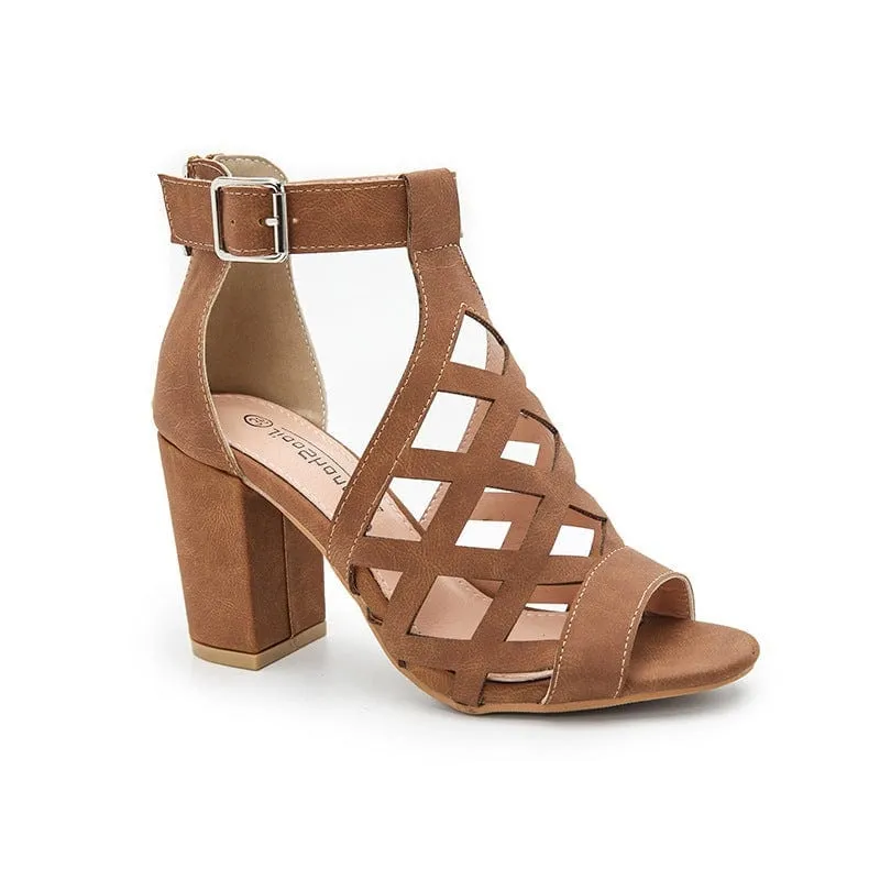 Peep Toe Chunky Heel Sandals