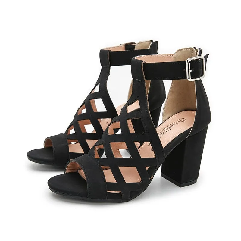 Peep Toe Chunky Heel Sandals