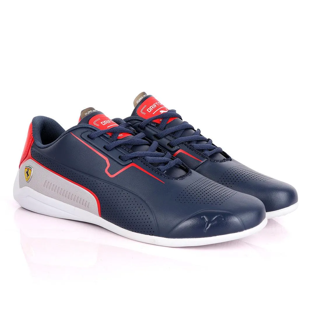 Puma Motor Sport Drift Cat Navy Blue Silver Leather Sneakers