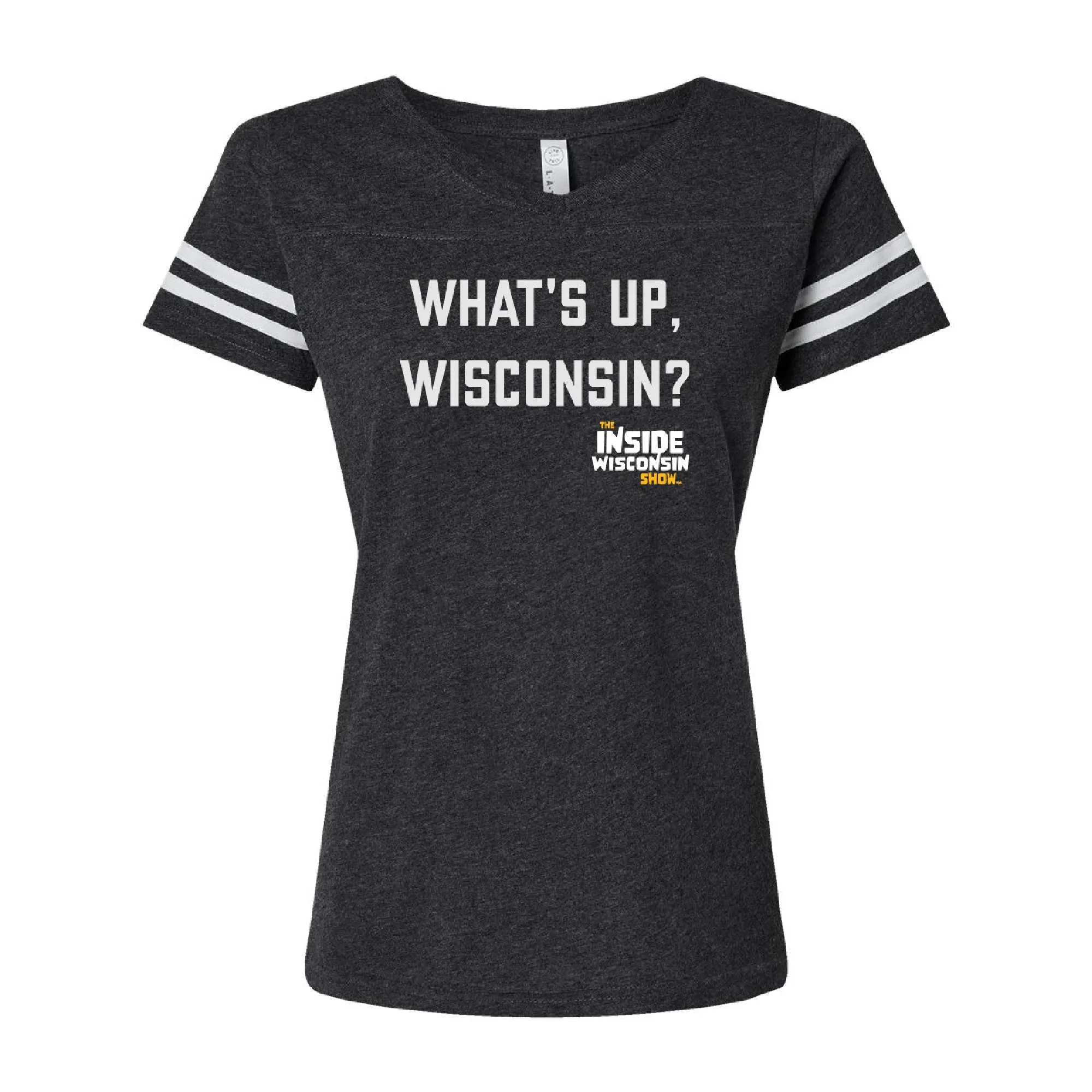 "What's Up Wisconsin?" - Ladies Cut Football Tee