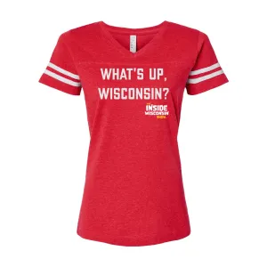 "What's Up Wisconsin?" - Ladies Cut Football Tee