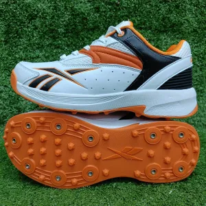 Reebok Not Out Syndicate White Black Shocking Orange Cricket Metal Spike Shoes